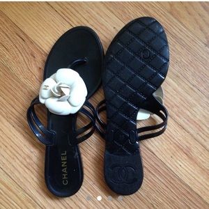 CHANEL CAMELLIA FLIP FLOPS
